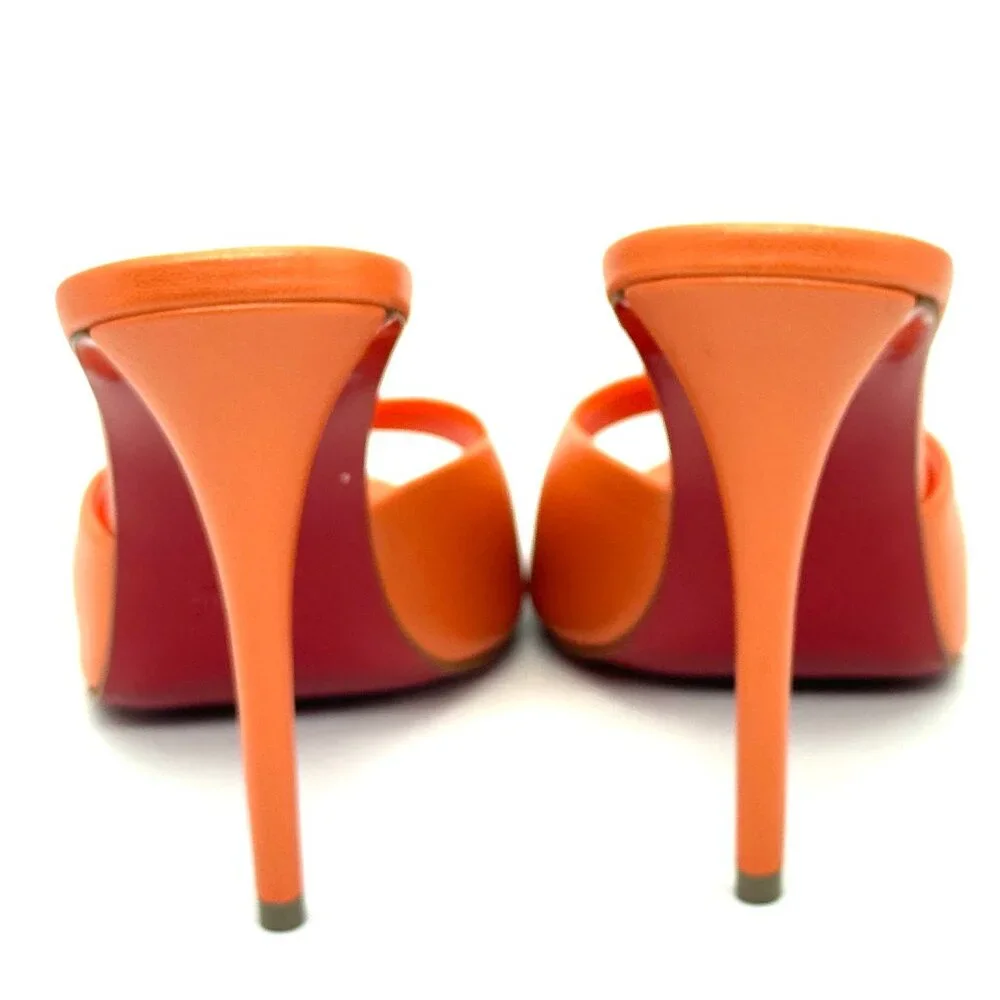 Orange Open-Toe Stiletto Mule Heel